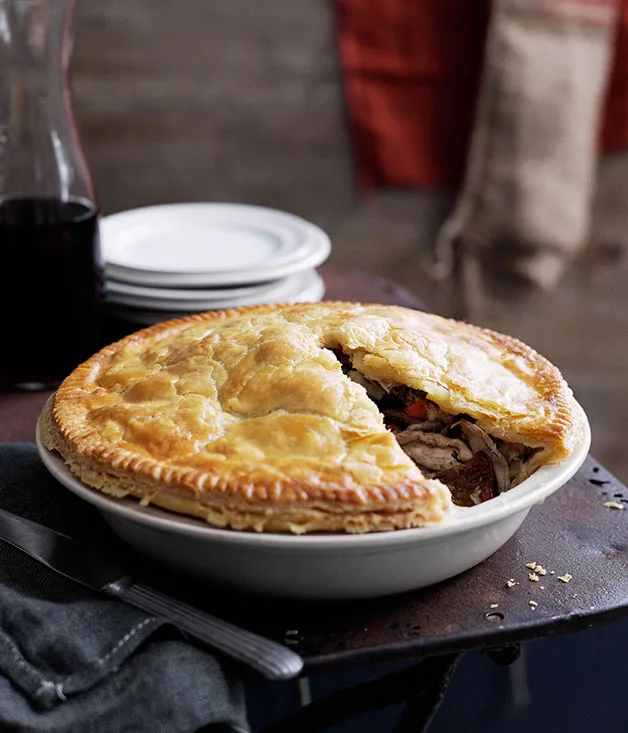 Rabbit and mushroom pie