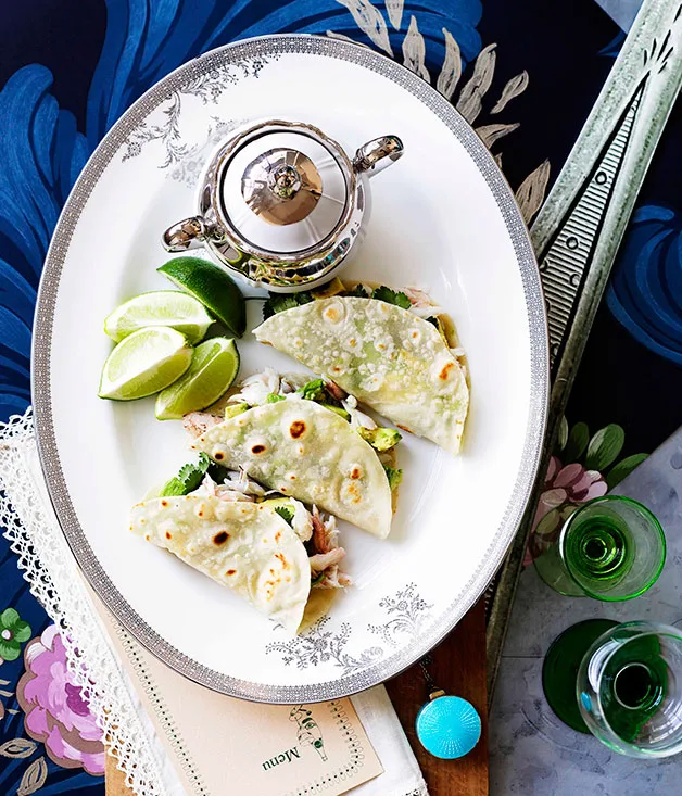 Crab and avocado tortillas