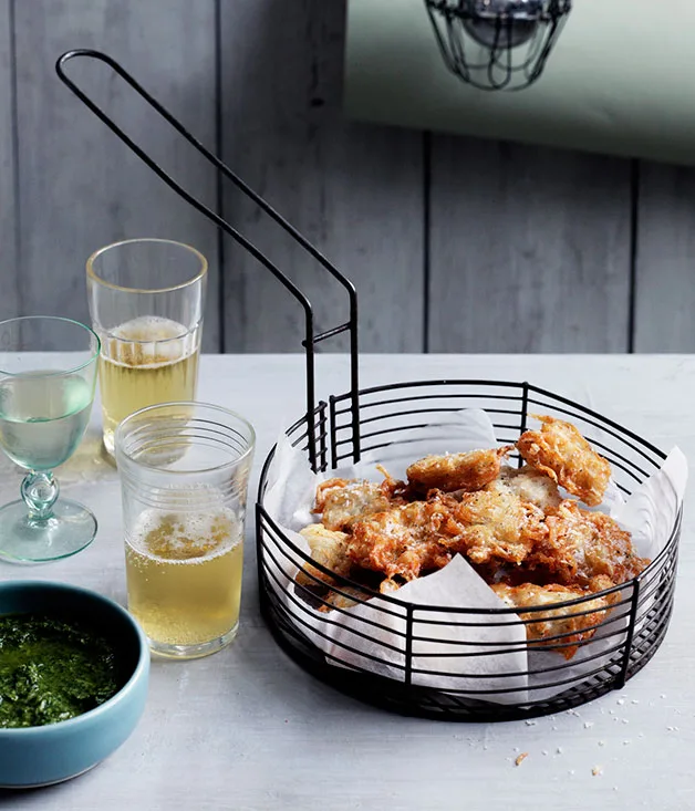 Baby whitebait fritters with rosemary and anchovy dipping sauce