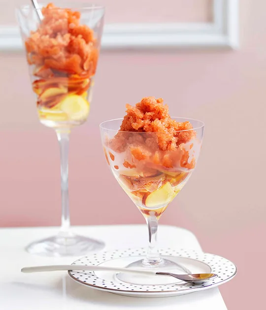 Nectarine and elderflower granita recipe | Gourmet Traveller