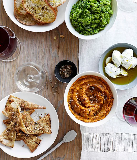 Crushed broad beans with garlic and lemon crostini