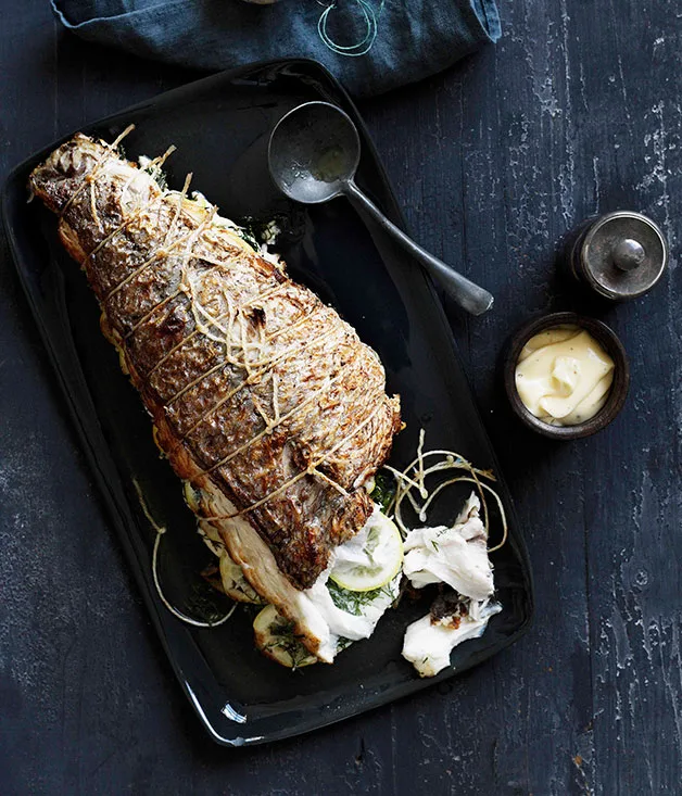 Barbecued snapper with dill and lemon