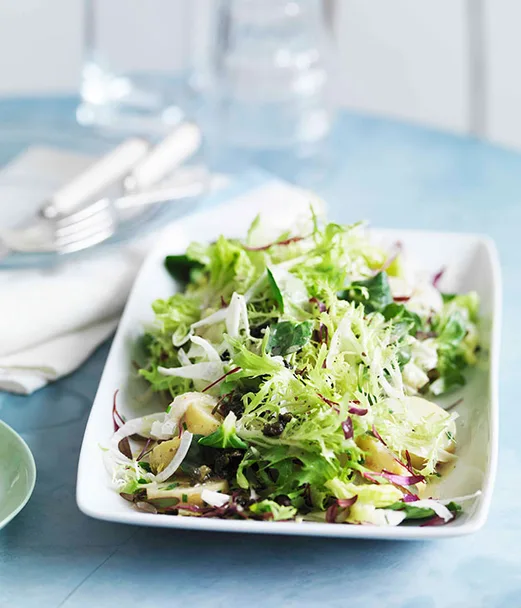 Potato, bitter greens and anchovy dressing