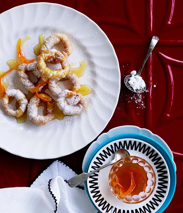 Fried pastries with orange-scented honey