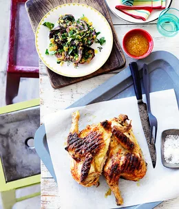 Grilled whole chicken with piri piri