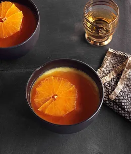 Rosewater flan with burnt orange caramel