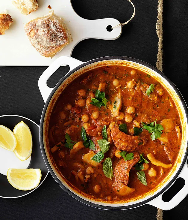 Cuttlefish and chorizo braised with chickpeas