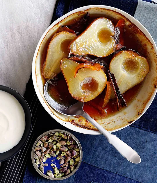 Honey-Roast Pears with Orange Blossom and Yoghurt
