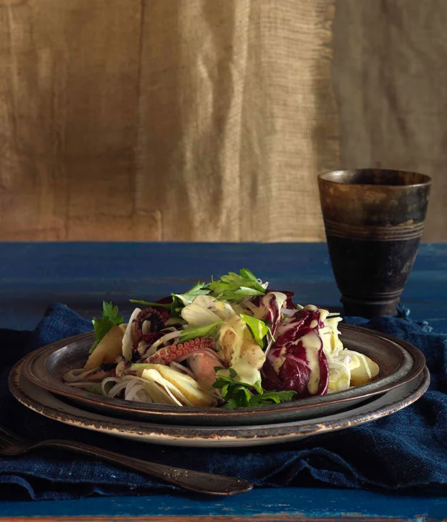 Potato and braised octopus salad