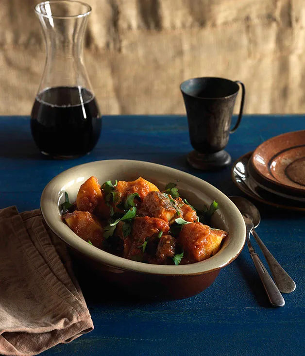 Braised potatoes and salt cod