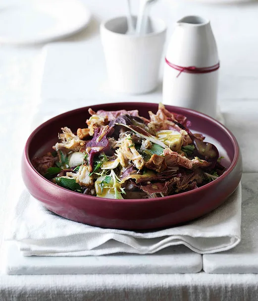 Salad of pork rillettes, scratchings, potato and beetroot