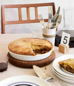 Brisket and Cheddar pie with sour cream pastry