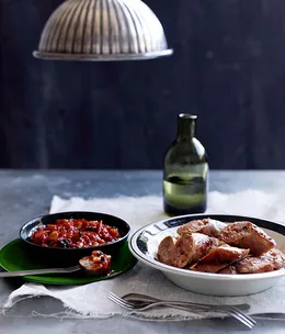 Grilled salsiccia with agrodolce sauce