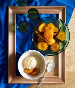 Apricots in vanilla-brandy syrup