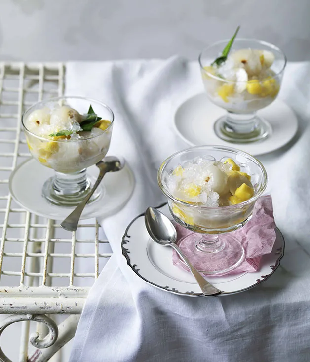 Lychee and mango ice