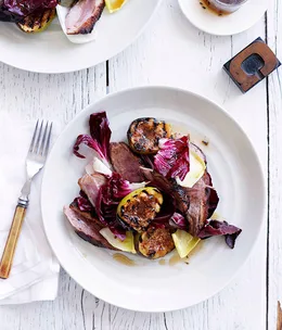 Duck breast with figs and burnt honey and lavender sauce