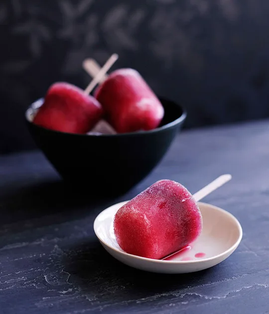 Watermelon, gin and cassis icy poles | Gourmet Traveller