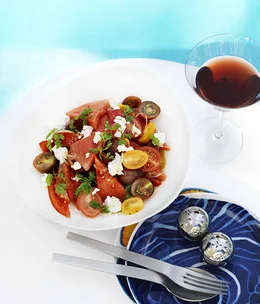 Watermelon, tomato and goat’s cheese salad