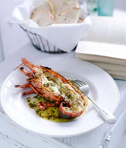 Grilled lobster with mustard and burnt butter