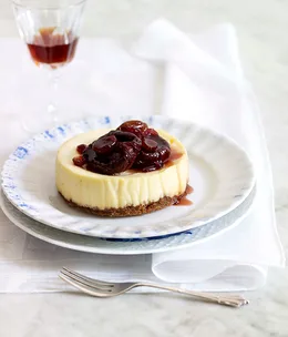 Baked ricotta cakes with amaretti crust and Vin Santo-soaked fruit