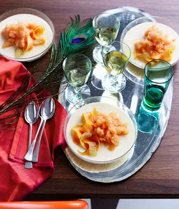 Coconut panna cotta with papaya, lime and vanilla