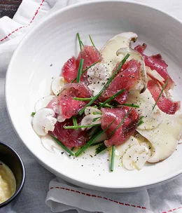 Cured tuna with mushrooms