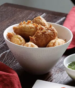 Salt cod puffs with mojo verde