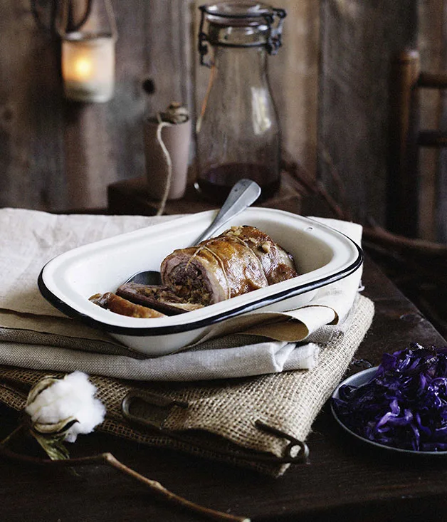 Rolled lamb breast in spiced broth