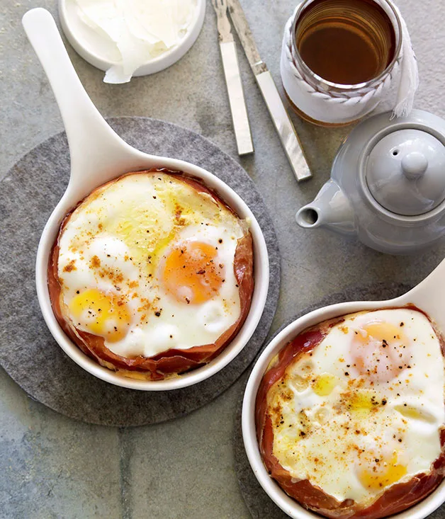Jamón and Manchego baked eggs
