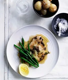 Skate wings in lemon and caper browned butter