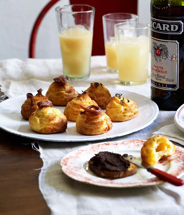 Gougères with anchovies and thyme