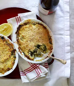 Salt cod and spinach gratin