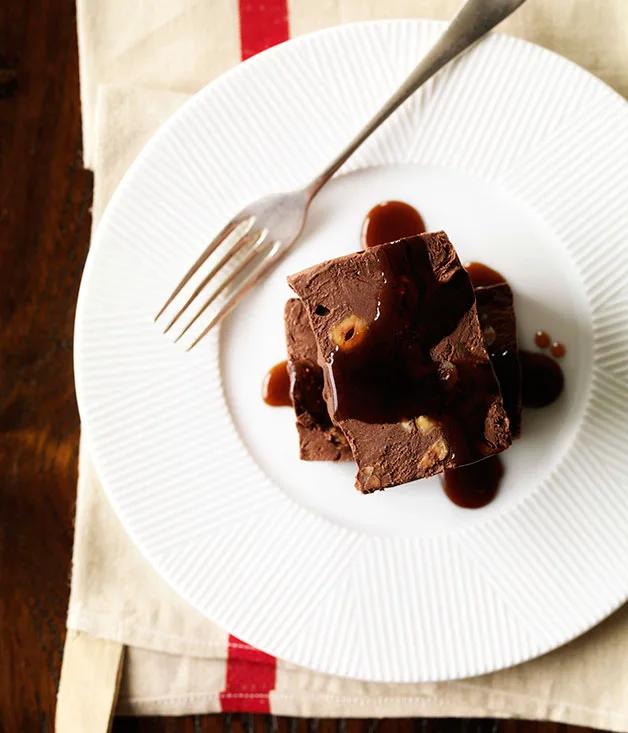 Chocolate, fig and hazelnut semifreddo