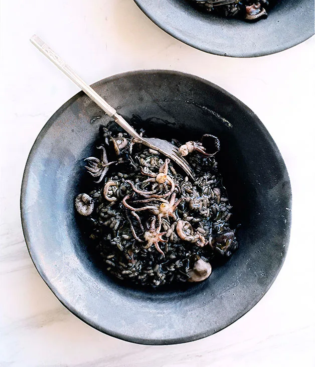 Squid ink risotto