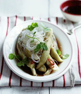 Steamed eggplant and harusame noodles
