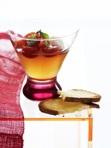 Jellied tomato consommé