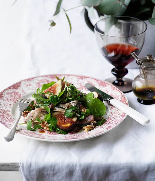 Turkey, fig and duck liver salad | Gourmet Traveller