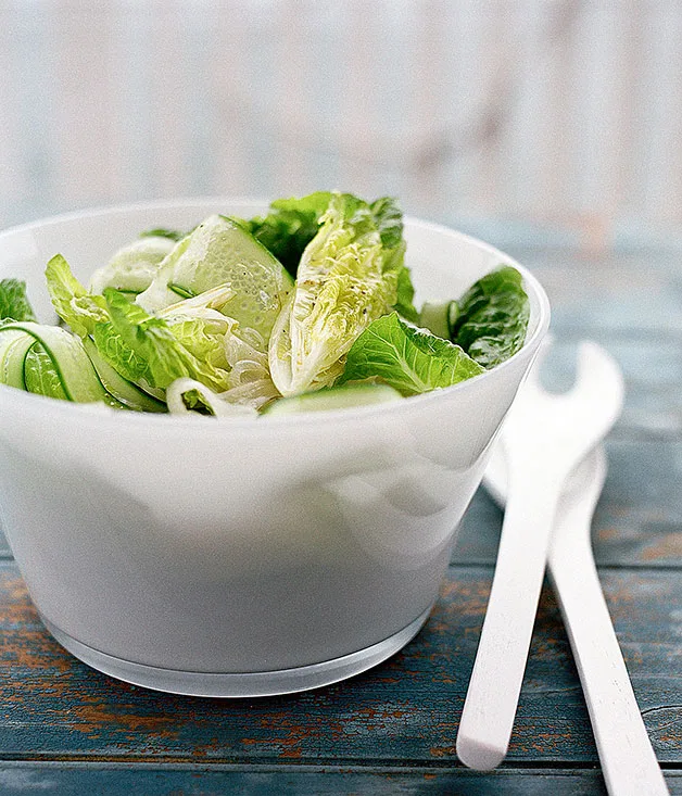 Soused fennel, cucumber and baby cos salad