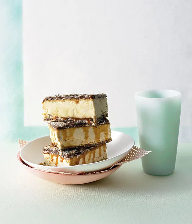 White chocolate-espresso parfait sandwiches