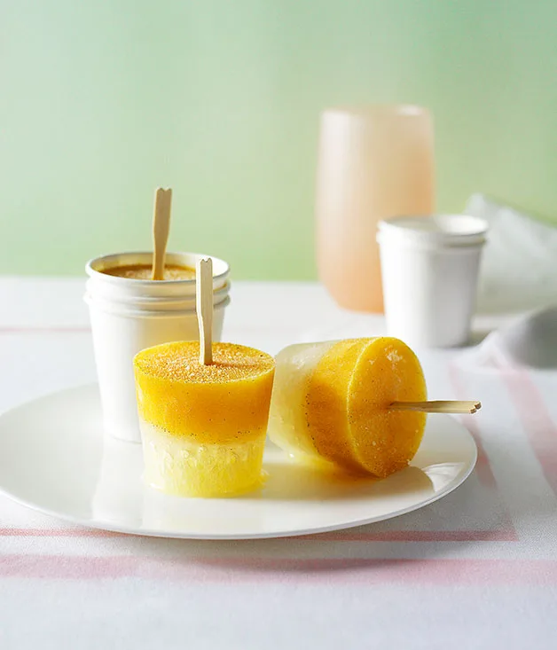 Lemonade and passionfruit icy poles