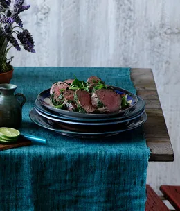 Cured beef fillet with herb crust