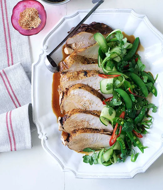 Soy-poached turkey breast
