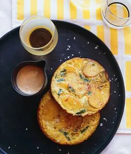 Little saffron tortillas with smoked paprika alioli