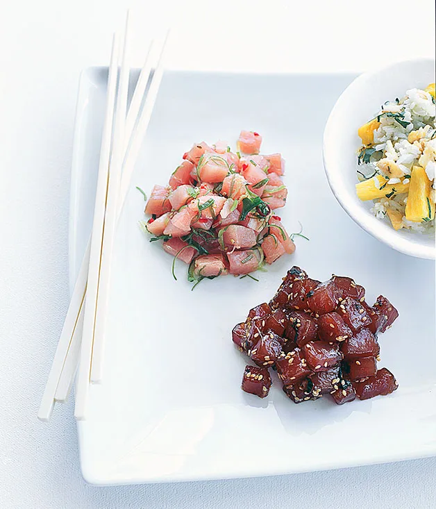 Marlin and tuna poke with fried rice