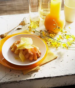 Pineapple coconut cakes with pineapple syrup