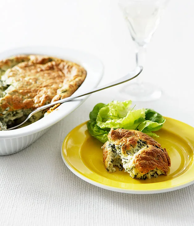 Spinach and goat’s cheese soufflé with salad