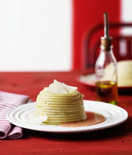 Chicken, porcini and pea timbale