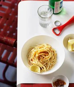 Spaghettini with bottarga, chilli and garlic