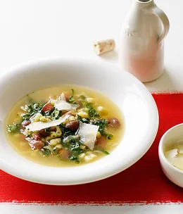 Ditalini, borlotti bean and cavolo nero soup