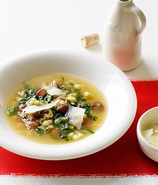 Ditalini soup with borlotti beans and cavolo nero